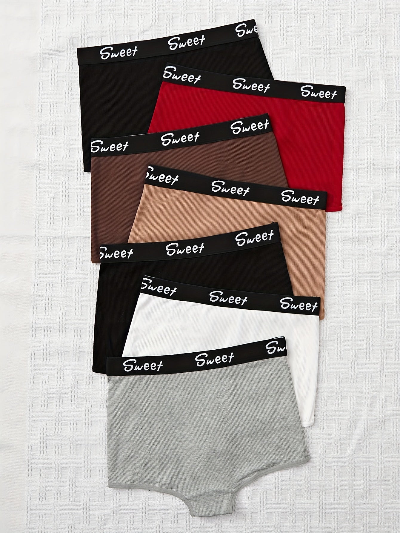 Sexy Comfy Breathable Stretchy 7pcs Boxer Shorts, Women's Lingerie & Underwear