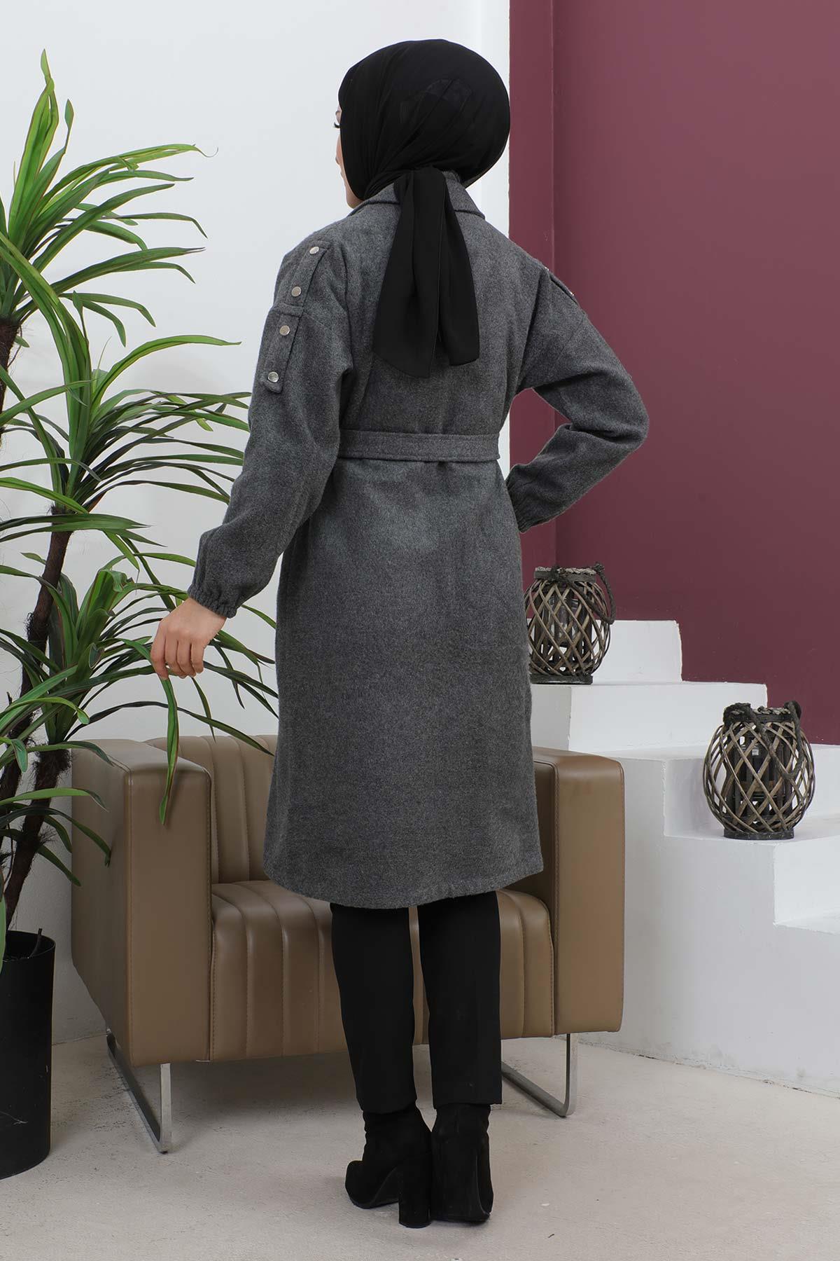 Wide Fur Collar Cashmere Coat