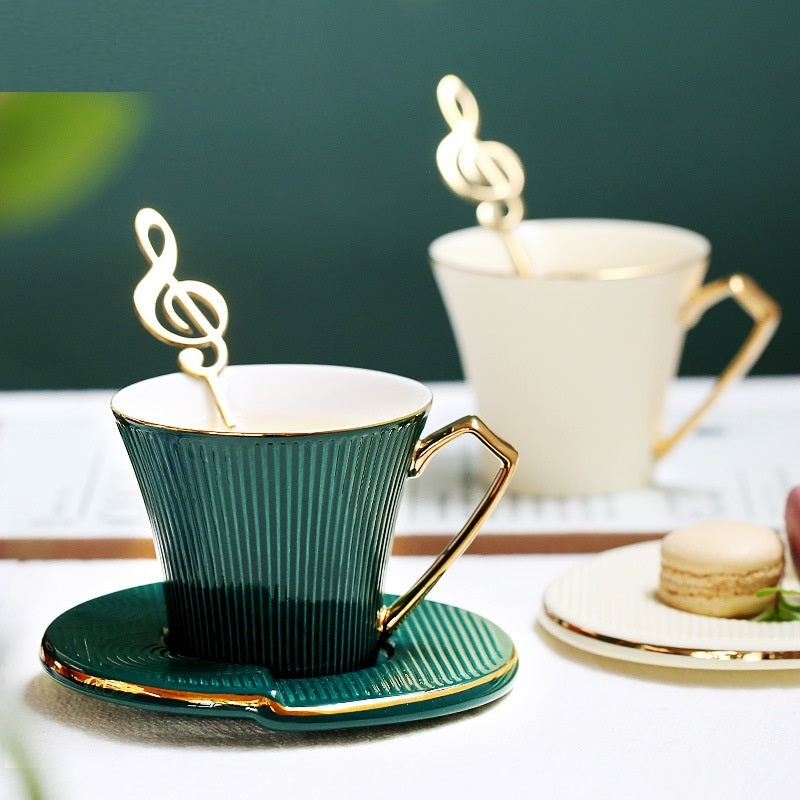 European Light Luxury Coffee Set Mug With Spoon Ceramic Coffee Cup Set