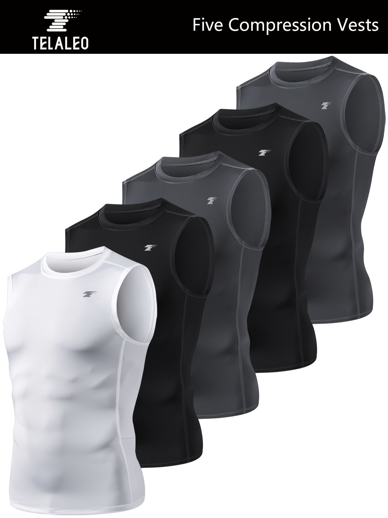 Mens 5Pack Compression Workout Tank Tops Running Training Sleeveless