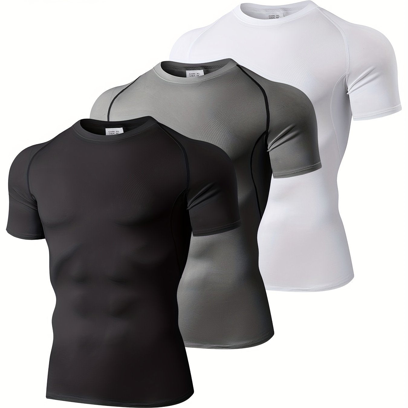 Mens Compression Workout Tshirt Set for Outdoor Sports