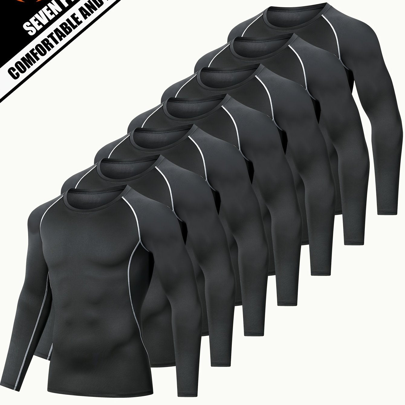 Mens 7pcs High Stretch Compression Tshirt for Training