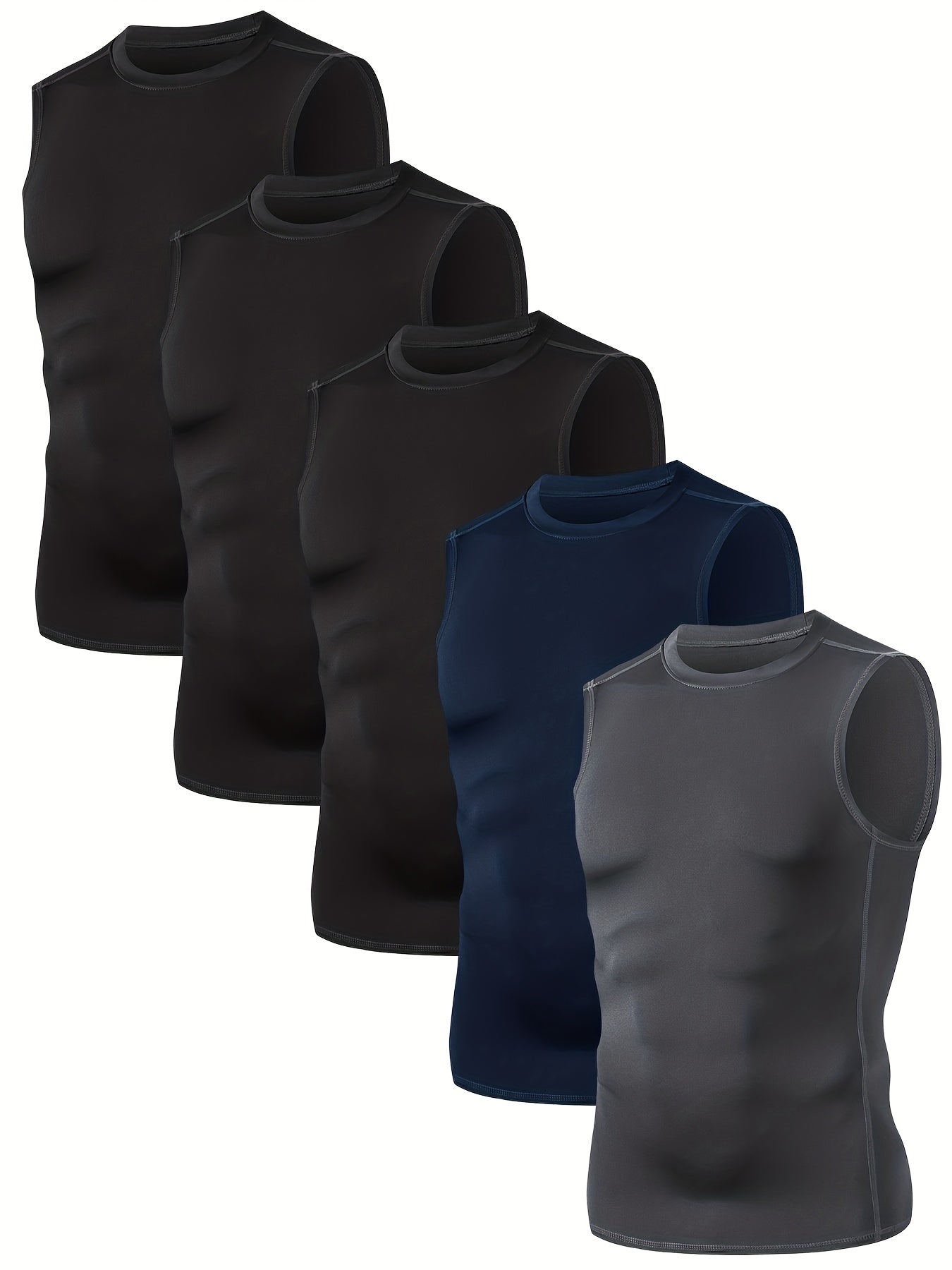 Mens 5Pack Compression Workout Tank Tops Running Training Sleeveless