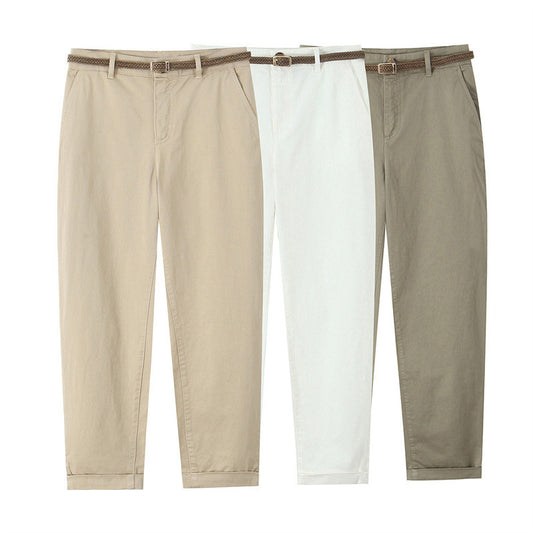 Fashion Three-color Woven With Belt Casual Pants