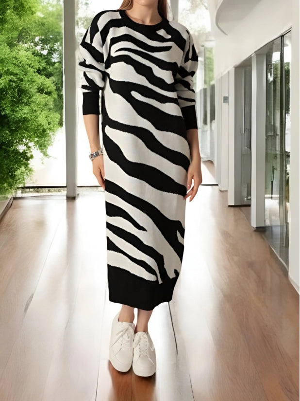 Slit Patterned Knit Dress