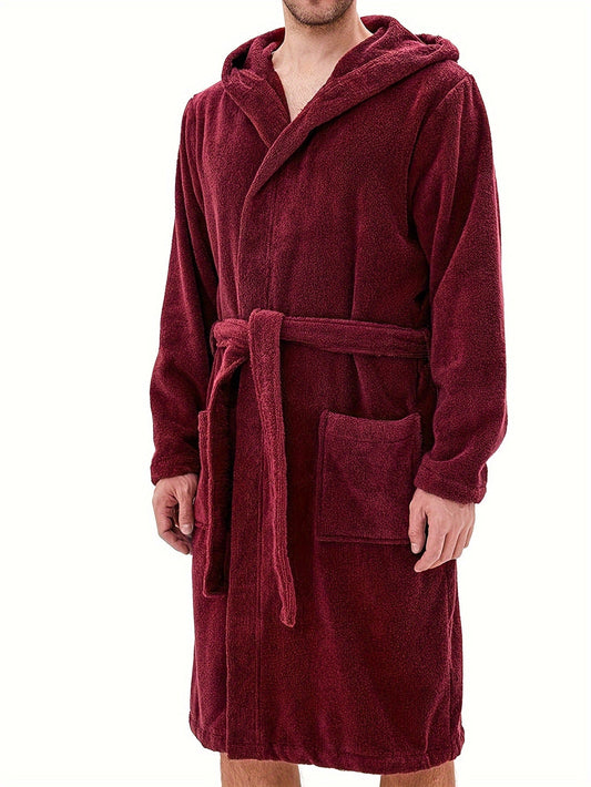 Mens Cozy Hooded Robe Trendy Warm  Comfy Lounge Wear