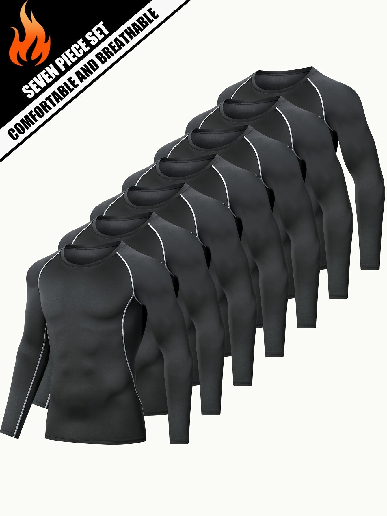 Mens 7pcs High Stretch Compression Tshirt for Training