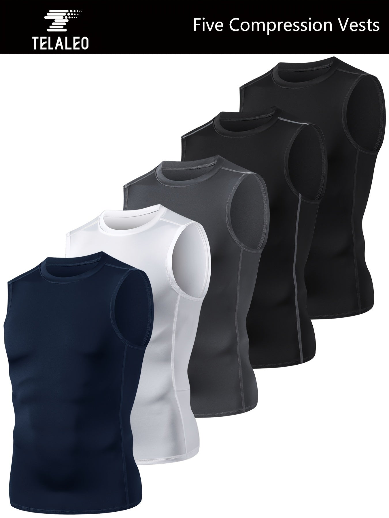 Mens 5Pack Compression Workout Tank Tops Running Training Sleeveless