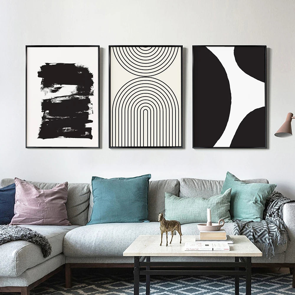 Abstract Art Prints Canvas Painting Black White Art Print Line Art Boho