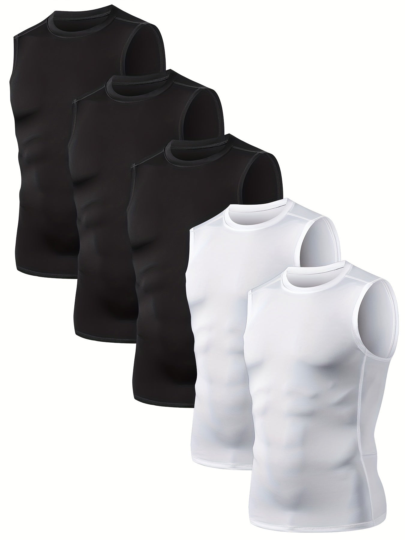 Mens 5Pack Compression Workout Tank Tops Running Training Sleeveless