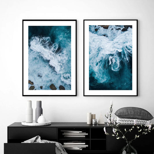 Ocean Close Up Poster Blue Sea Wave Canvas Painting Natural Art Print Decorative Wall Picture For Living Room Home Décor