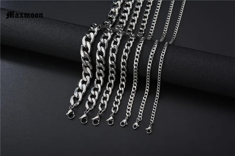 Maxmoon Stainless Steel Cuban Chain Necklace Waterproof