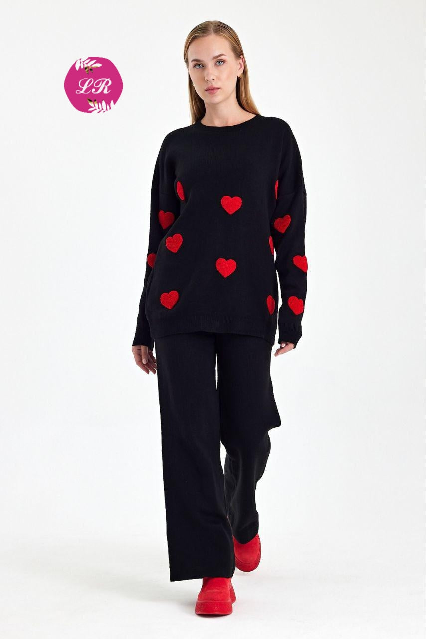 Hearts two-piece knit set