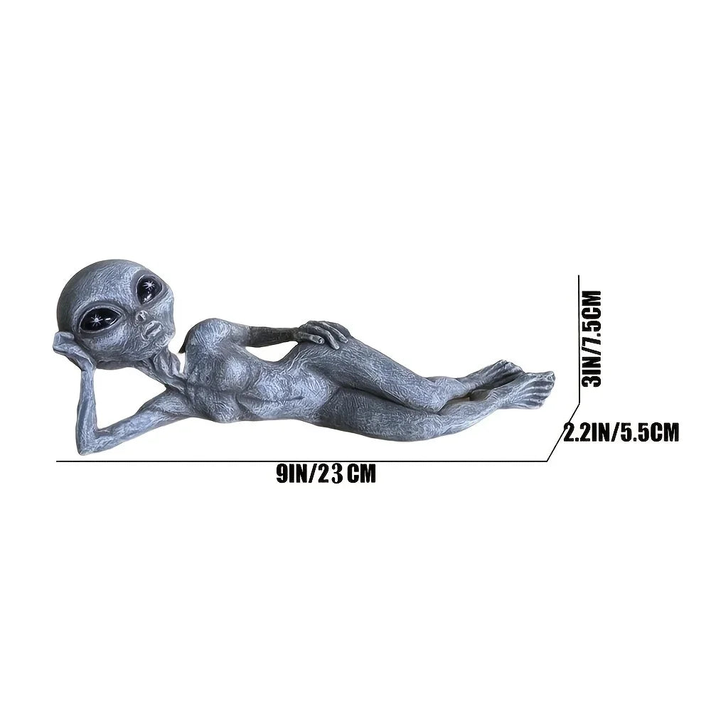 1pc Alien Resin Statues Figurine, Halloween Creative Statues, Home Decor Garden Decoration