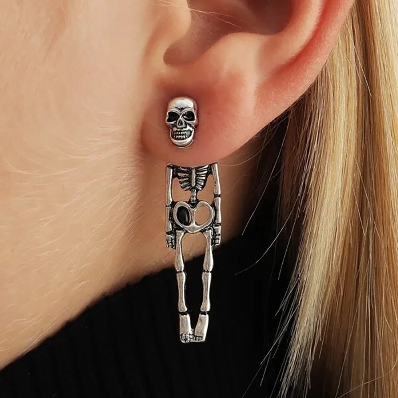 Trendy Halloween Ghost Asymmetric Dangle Earrings For Women Vintage Skull Skeleton Punk Goth Earring Party Funny Jewelry Gifts