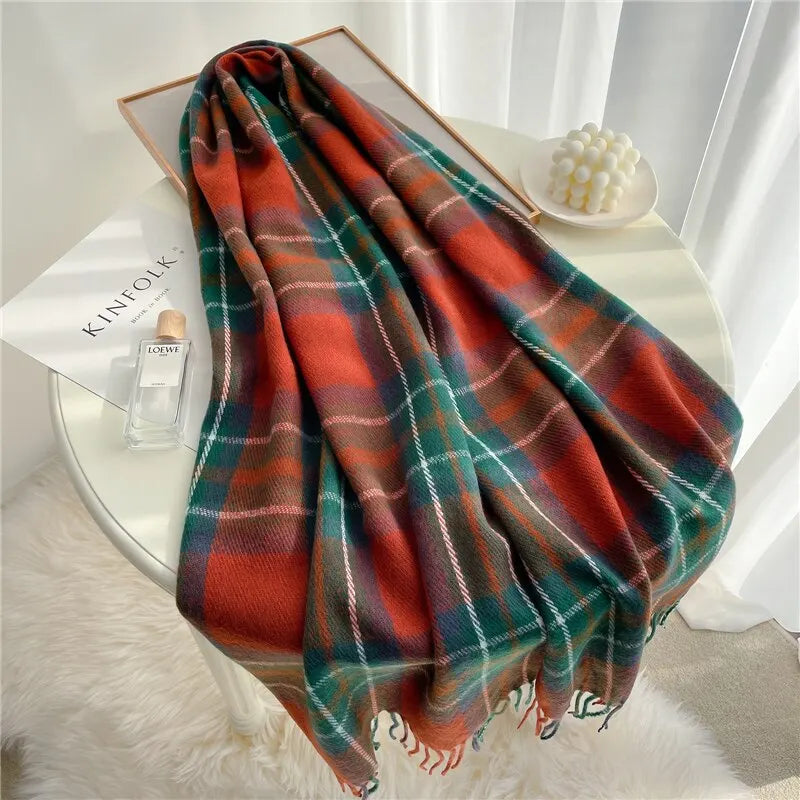 Luxury Plaid Print Warm Scarf