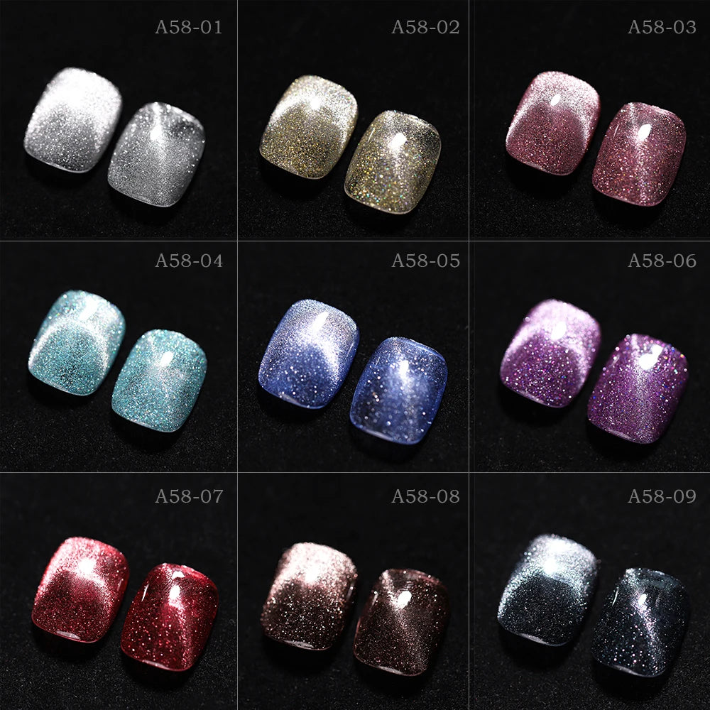 Vendeeni 9 Colors/Set Glitter Broken Diamond Cat Eye Gel Nail Polish Magnetic UV LED Gel Varnish Laser Flash Cat Eye Gel Lacquer