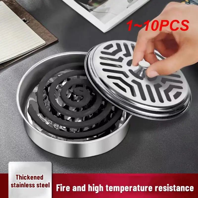 Mosquito Coils Holder Stainless Steel Mosquito Coil Box With Cover Round