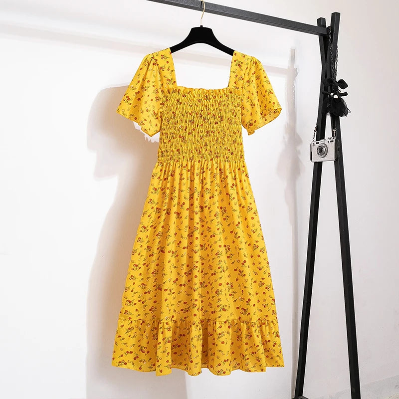 Spring Summer Chiffon Midi Dress