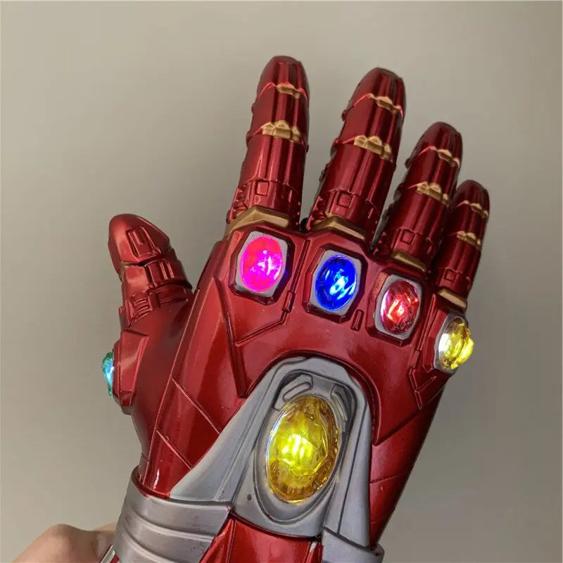 1:1 Superhero Gloves Weapen Red Stone Gauntlet LED Light Carnival Halloween Cosplay Prop Kid Gifts Toys