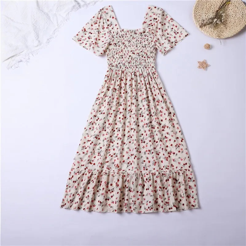 Spring Summer Chiffon Midi Dress