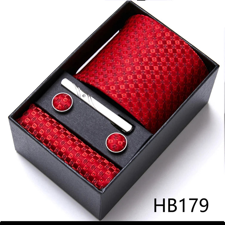 Top Quality Ties Hanky Cufflink Set In Gift Box