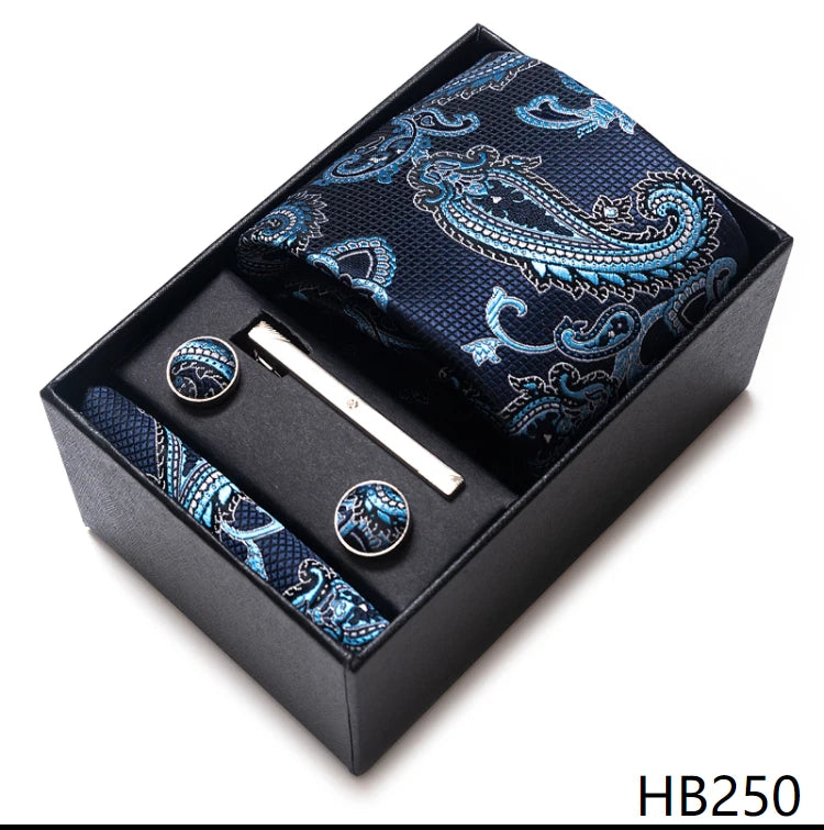 Top Quality Ties Hanky Cufflink Set In Gift Box