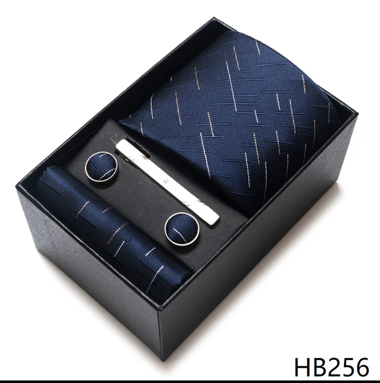 Top Quality Ties Hanky Cufflink Set In Gift Box