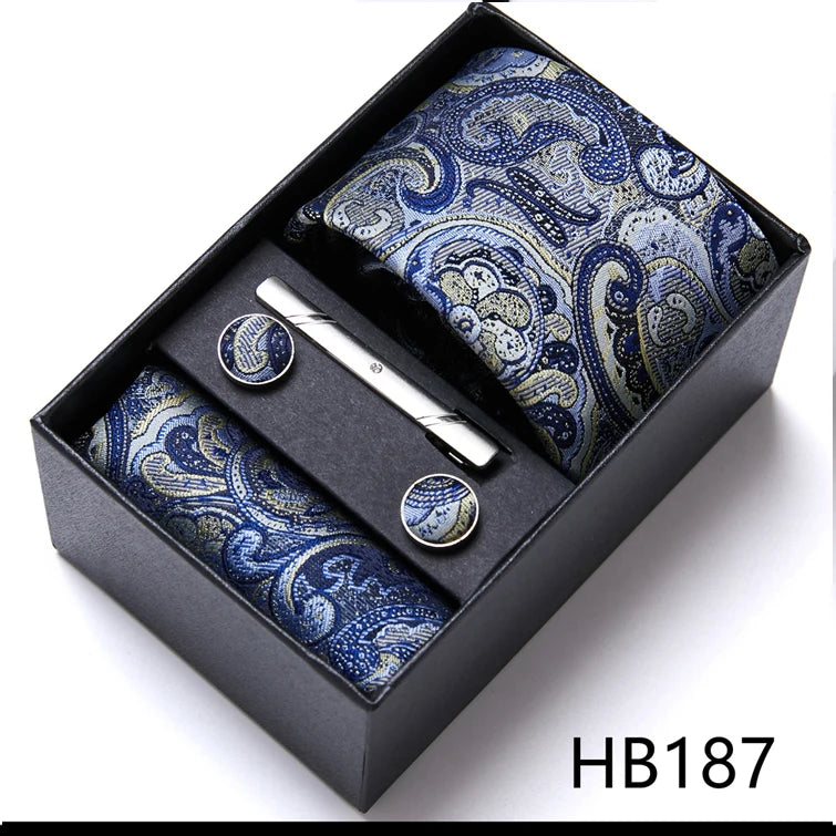 Top Quality Ties Hanky Cufflink Set In Gift Box