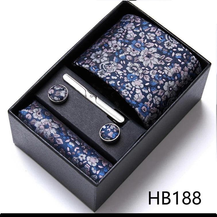 Top Quality Ties Hanky Cufflink Set In Gift Box