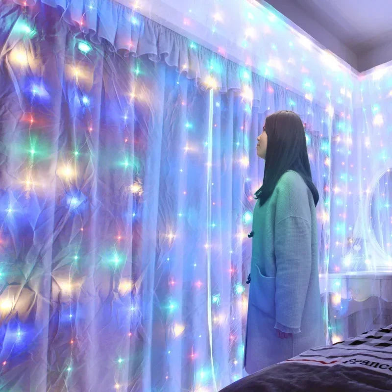 6x3M/3x3m Curtain Garland on The Window USB Power Fairy Lights Festoon with Remote New Year Garland Led Lights Decor