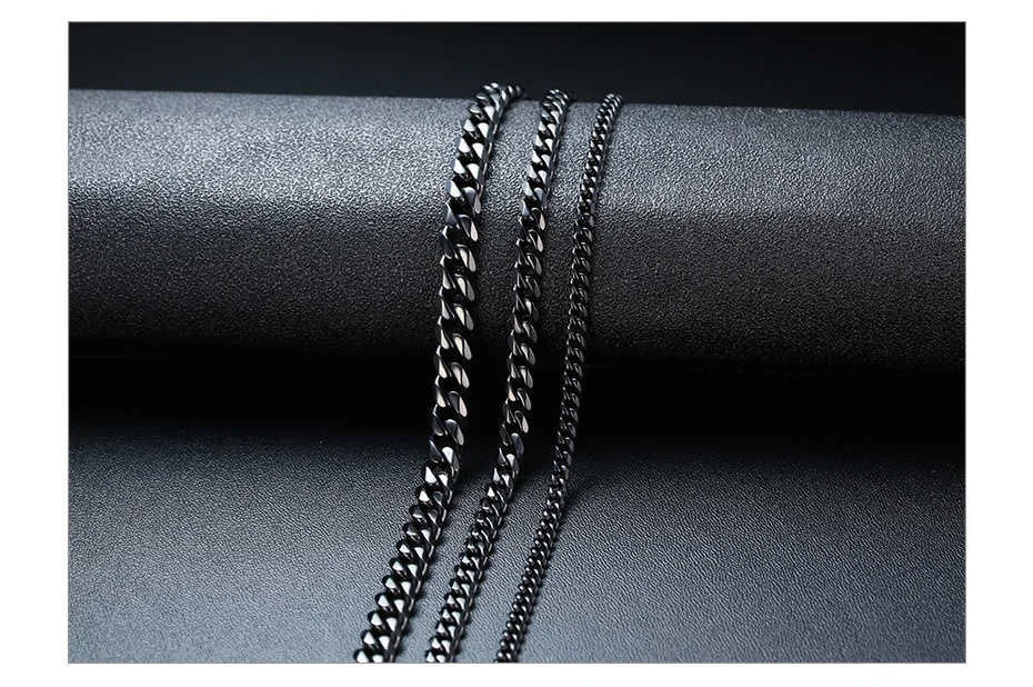 3-11mm Punk Stainless Steel Curb Link Chain Collar