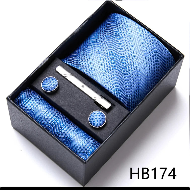 Top Quality Ties Hanky Cufflink Set In Gift Box