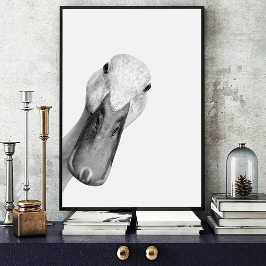 Duck Poster Print Black and White Photo Nursery Farm Wall Art Modern Minimalist Home Decor Duck Portrait Gift for Animal Lovers