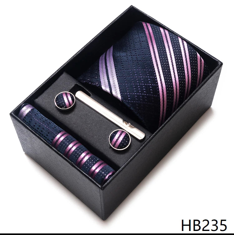 Top Quality Ties Hanky Cufflink Set In Gift Box