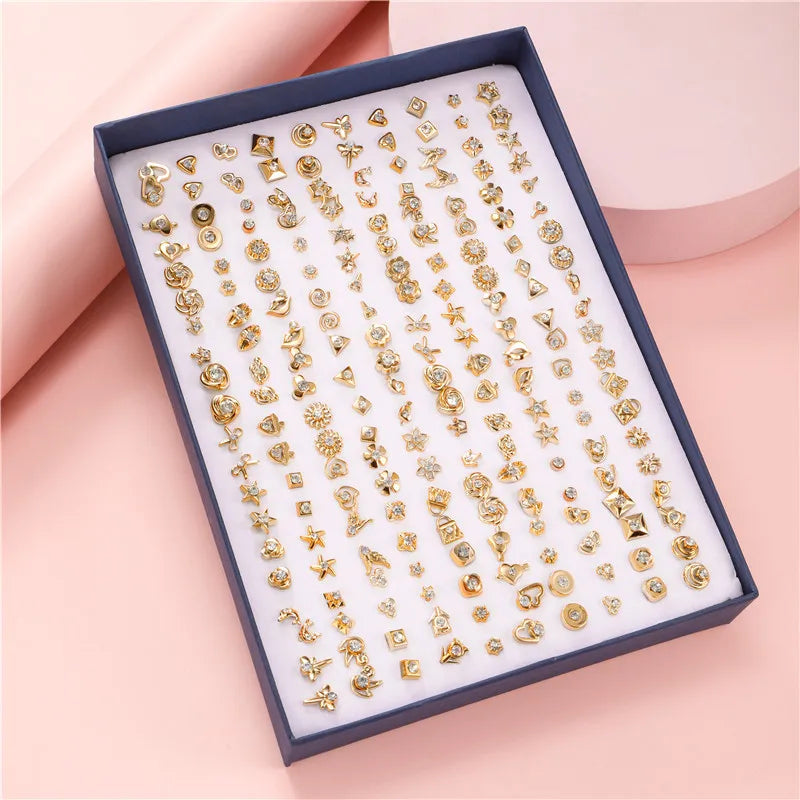 100 Pair/Lot Small Mini Stud Earring Set For Girl