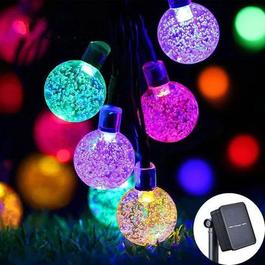 Solar Crystal Globe LED String Lights 60 LED 8 Lighting Modes IP65 Fairy Light Christmas Garland For Garden Party Decor 1pc/2pcs