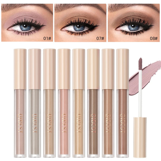 QIBEST 8 Color Matte Liquid Eyeshadow Stick Waterproof Long-Lasting Metallic Pigment Easy To Makeup Professional Eyeshadow Blush