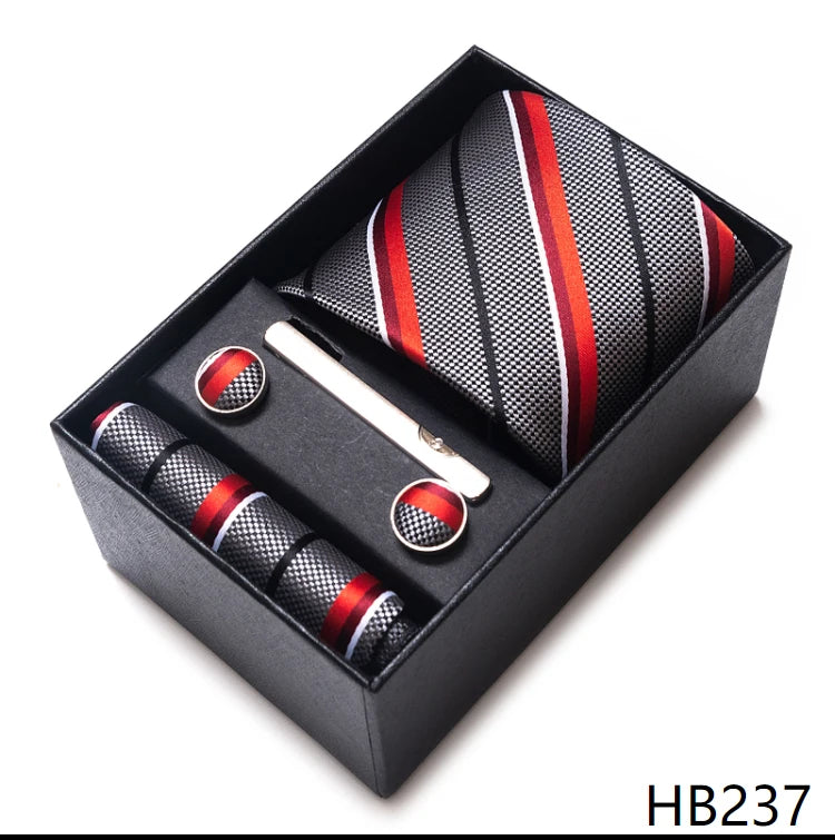 Top Quality Ties Hanky Cufflink Set In Gift Box