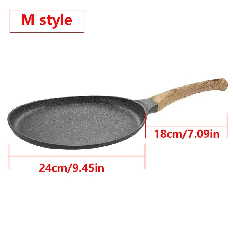 Pan Crepe Pancake Pan Nonstick Frying Pot with Wooden Handle Omelette Saucepan Cooking Steak Pan Kitchenware Induction Crepe Maker