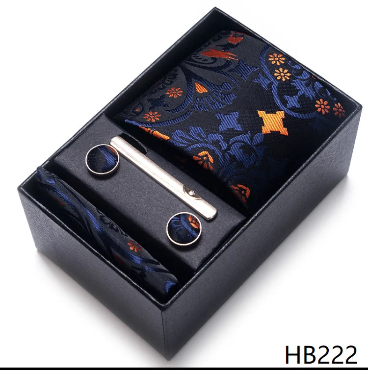 Top Quality Ties Hanky Cufflink Set In Gift Box