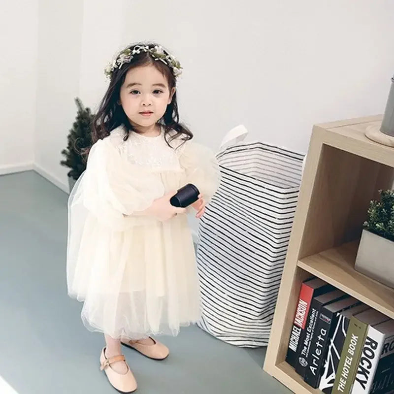 Women's Stylish Mesh Dress Baby Princess Gown Spring/autumn Children's Casual Dress Birthday Party Gown Fairy