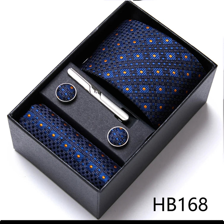 Top Quality Ties Hanky Cufflink Set In Gift Box