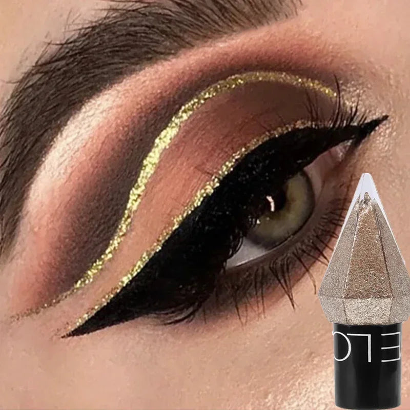 Waterproof Diamonds Eyeliner Eyeshadow Glitter Silver Rose Gold Color Shiny Sequins Eyeliner Eye Shadow Makeup Beauty Cosmetics