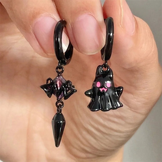 Trendy Halloween Ghost Asymmetric Dangle Earrings For Women Vintage Skull Skeleton Punk Goth Earring Party Funny Jewelry Gifts