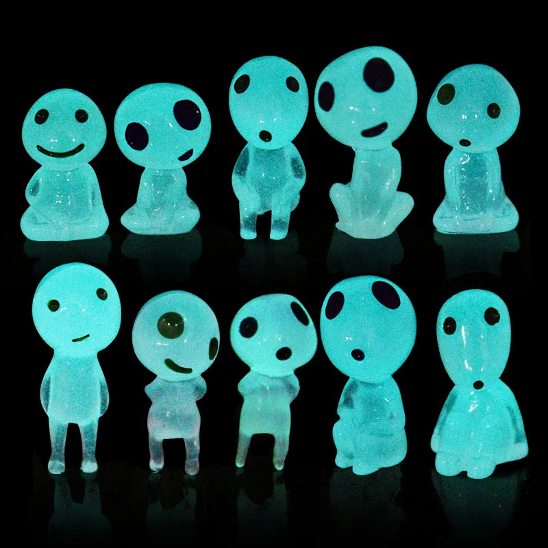 5/10Pcs Luminous Alien Elf Ghost Glowing Blue Green Light Decoration Micro Landscape Garden Miniature Doll Props Halloween Decor