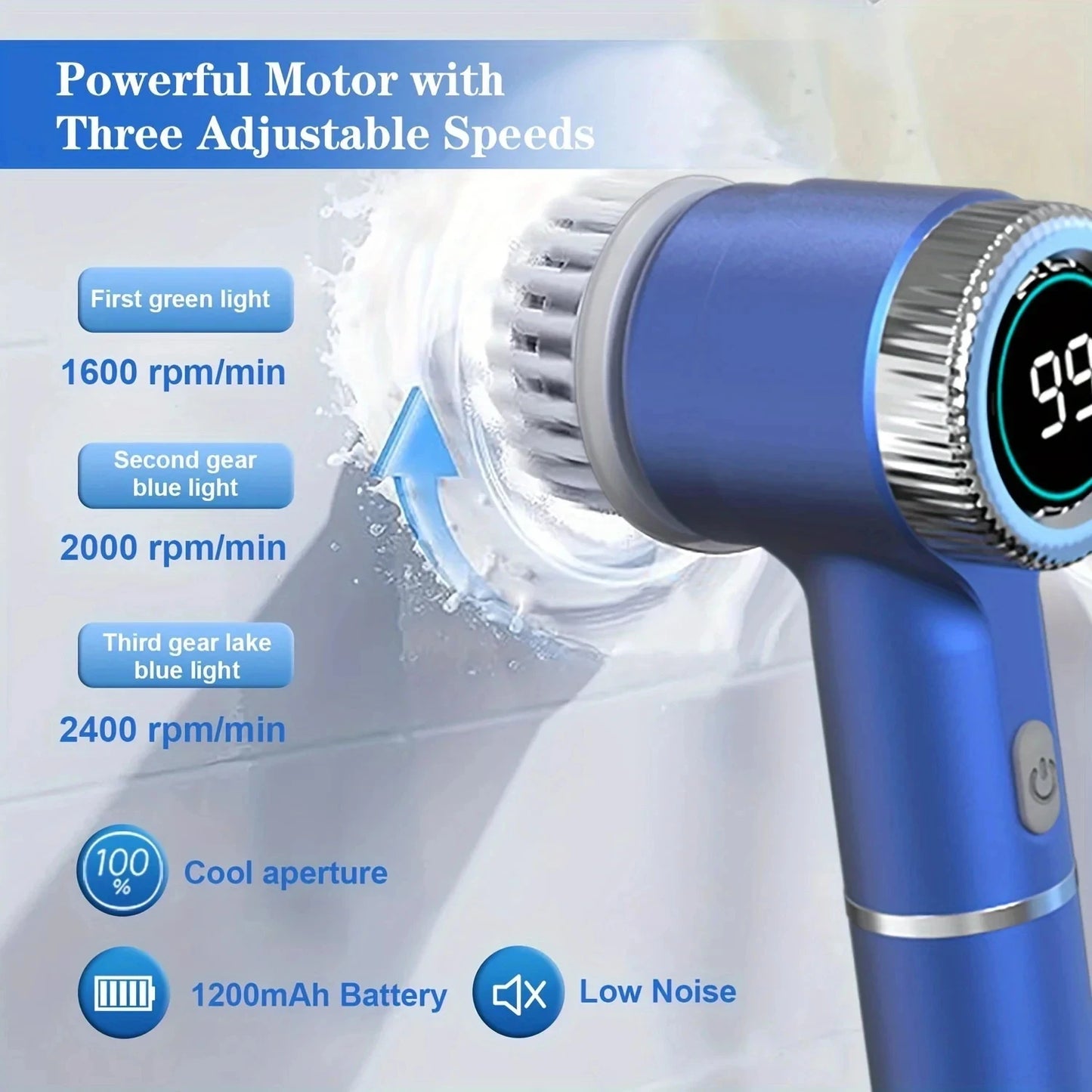 Xiaomi Electric Spin Scrubber Cleaning Brush Multifunctional With 5 Replaceable Brush Head LED Display Kitchen Toilet CleanBrush