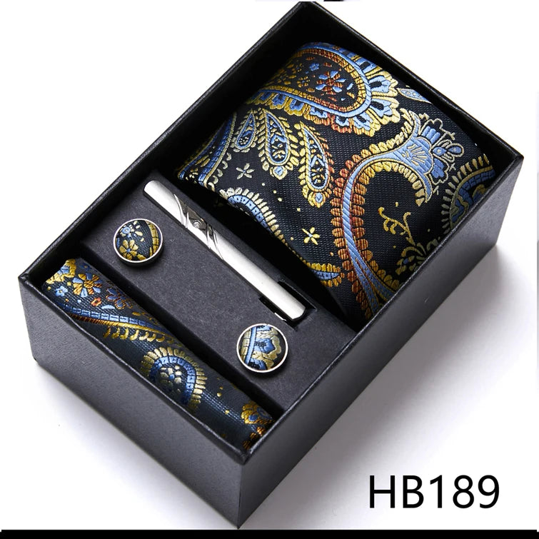 Top Quality Ties Hanky Cufflink Set In Gift Box