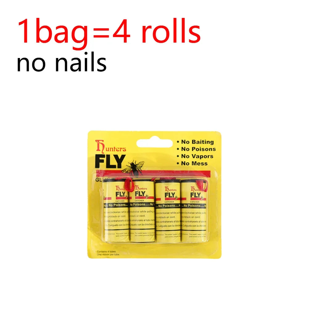 Fly Sticky Paper Strong Glue Strip For Flies Paper Strips Double Sided Flying Insect Bug Mosquitos Catcher Roll Tape