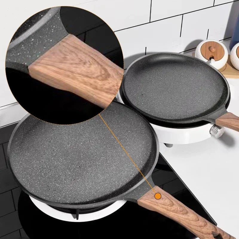 Pan Crepe Pancake Pan Nonstick Frying Pot with Wooden Handle Omelette Saucepan Cooking Steak Pan Kitchenware Induction Crepe Maker